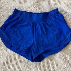 lululemon athletica Women's Hotty Hot Low-Rise Lines Shorts in Royal Blue